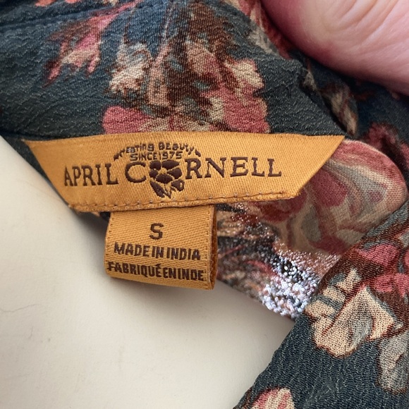 April Cornell soft floral rayon shirtwaist dress with waist tie Small - Picture 9 of 15